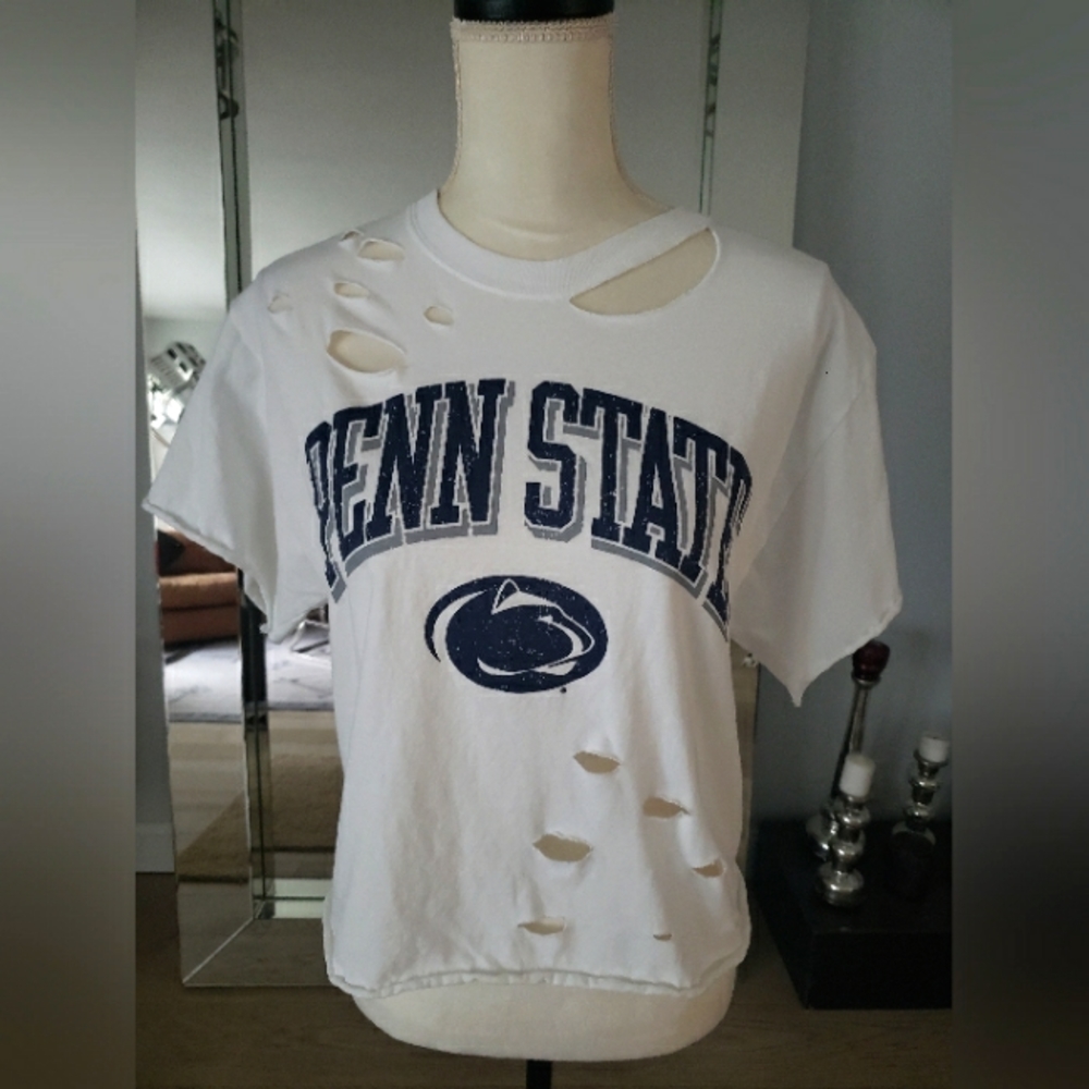 Champion Penn State Cutout Tshirt White/Blue SZ M